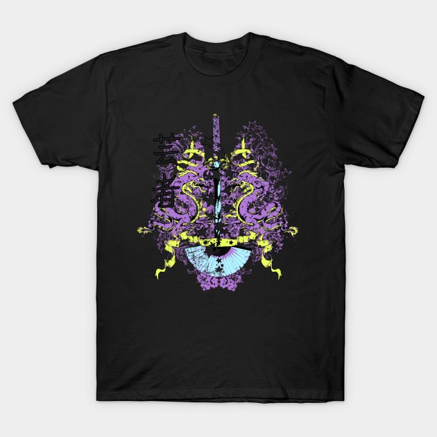 Dragons with samurai T-Shirt by MuftiArt